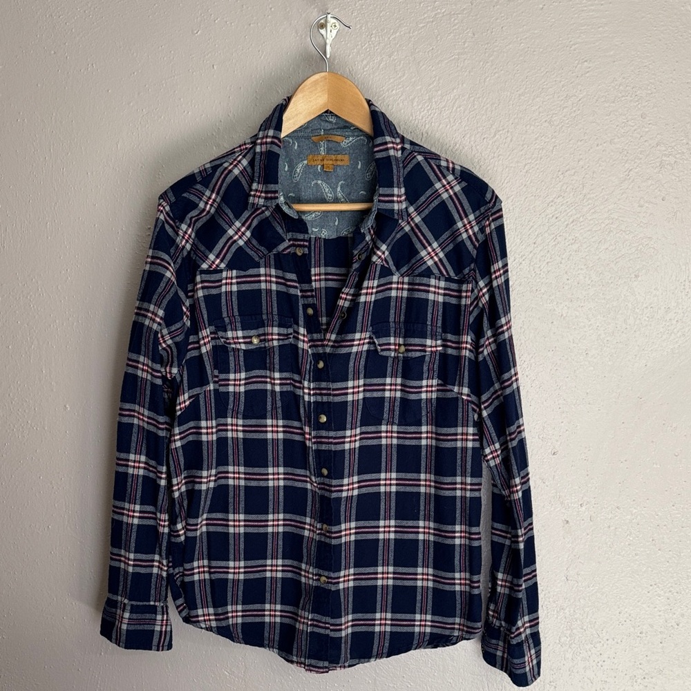 JACHS Girlfriend Blue and White Plaid Shirt